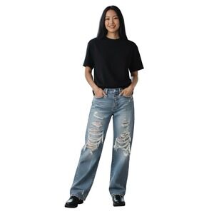 PISTOLA Women's Distressed Ripped Straight Leg Jeans Blue Size‎ 26